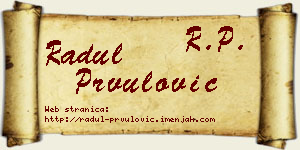 Radul Prvulović vizit kartica